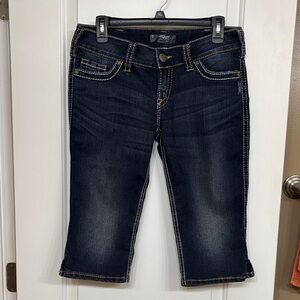 Silver Jeans Women's Dark Indigo Cropped Capri Jeans Size W30